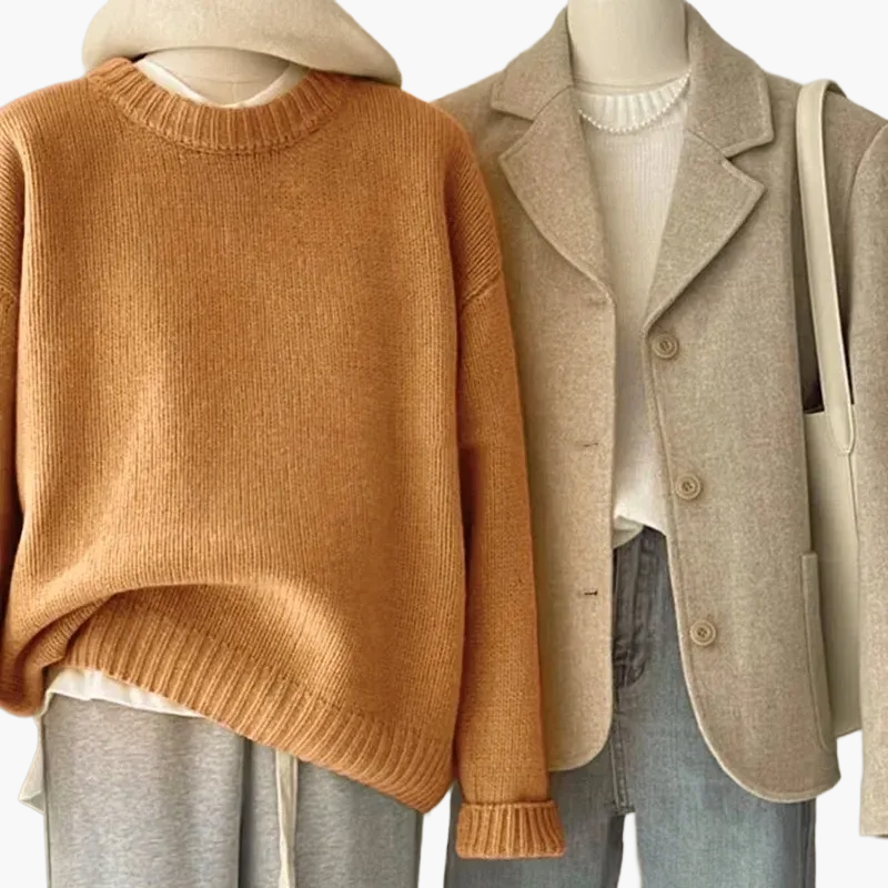 Dames Casual Set met Gebreide Trui en Blazer – Modieuze Vrijetijdslook voor Dagelijks Gebruik & Kantoor