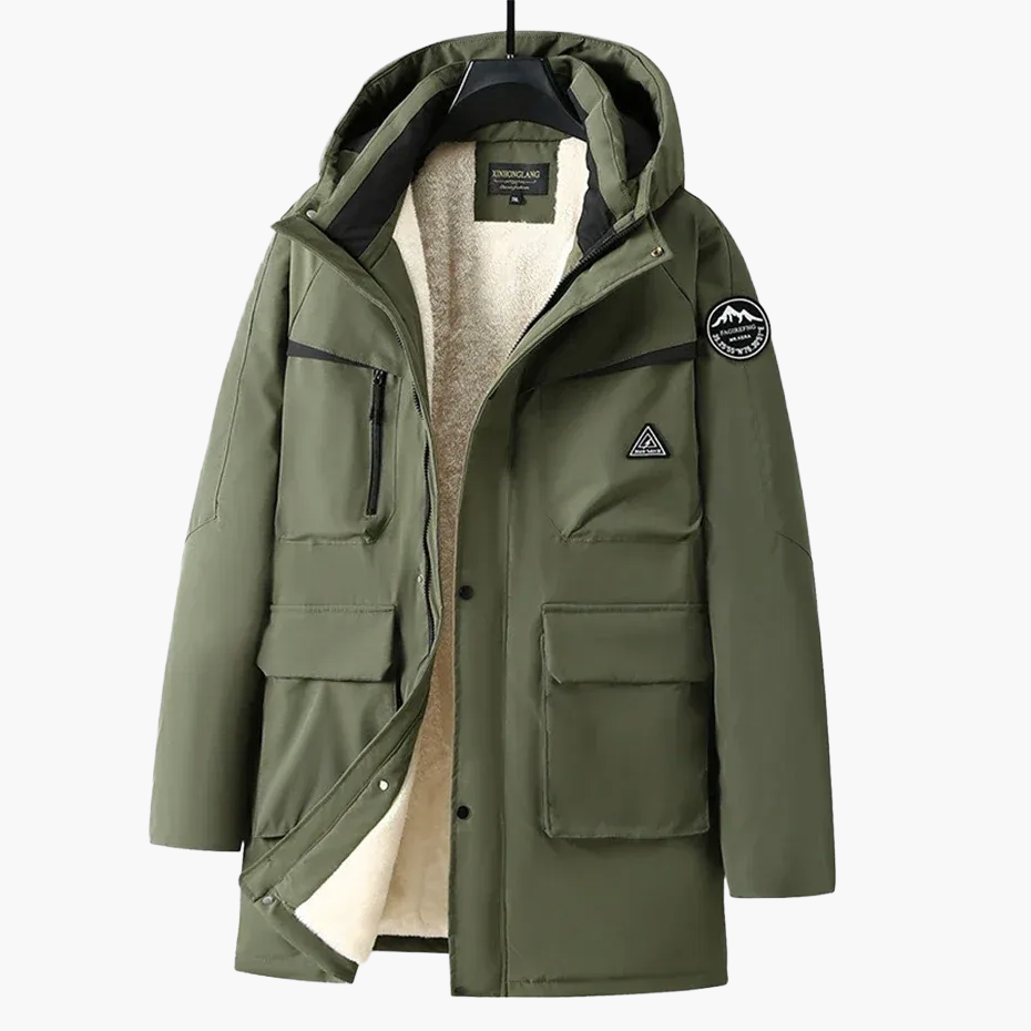 Męski zimowy parka outdoor w rozmiarze XXL – funkcjonalna ciepła kurtka przejściowa z kapturem