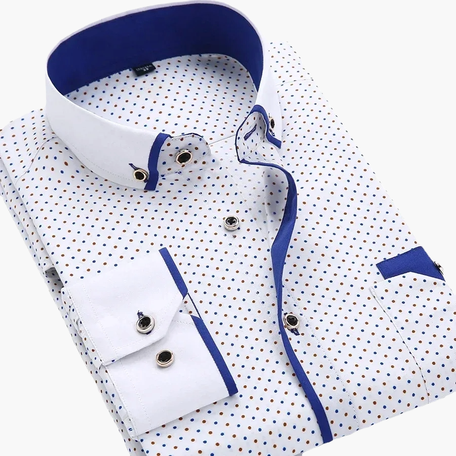 Camisa casual business para hombre con patrón moderno de manga larga – Diseño estiloso para oficina y uso diario