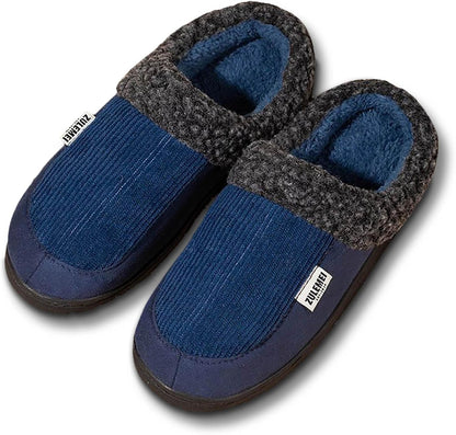 Unisex winterslippers grijs, geribbeld, met pluche voering en stevige zool