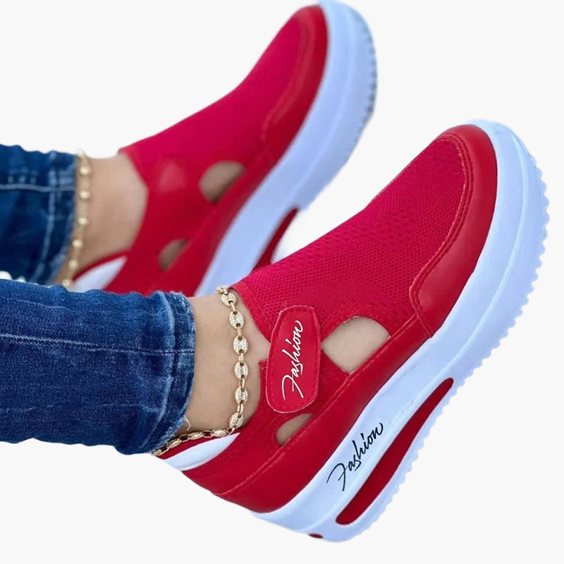 Dames comfortabele sneakers slip-on vrijetijdsschoenen met cut-outs en sleehak voor dagelijks gebruik en wandelingen