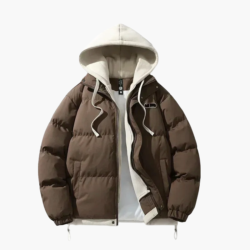Herre Vinter quiltet jakke med hætte – Moderigtigt outdoor streetwear-look
