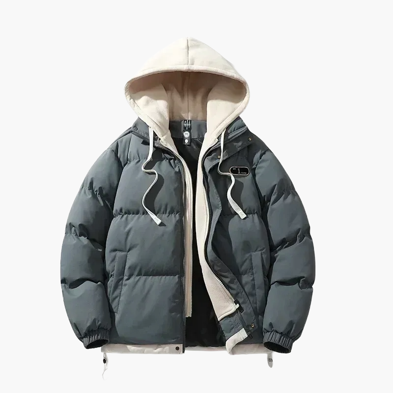 Herre Vinter quiltet jakke med hætte – Moderigtigt outdoor streetwear-look