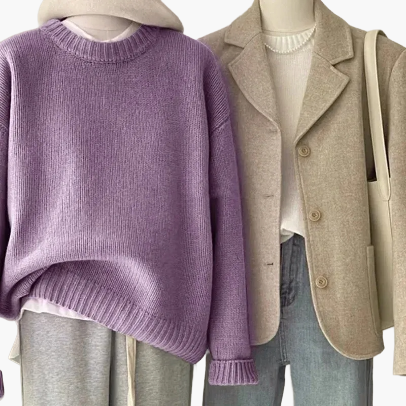 Dames Casual Set met Gebreide Trui en Blazer – Modieuze Vrijetijdslook voor Dagelijks Gebruik & Kantoor
