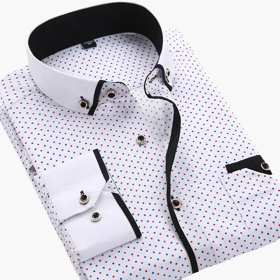 Camisa casual business para hombre con patrón moderno de manga larga – Diseño estiloso para oficina y uso diario