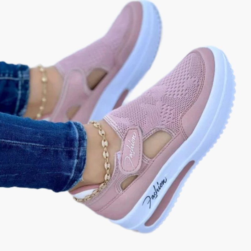 Dames comfortabele sneakers slip-on vrijetijdsschoenen met cut-outs en sleehak voor dagelijks gebruik en wandelingen