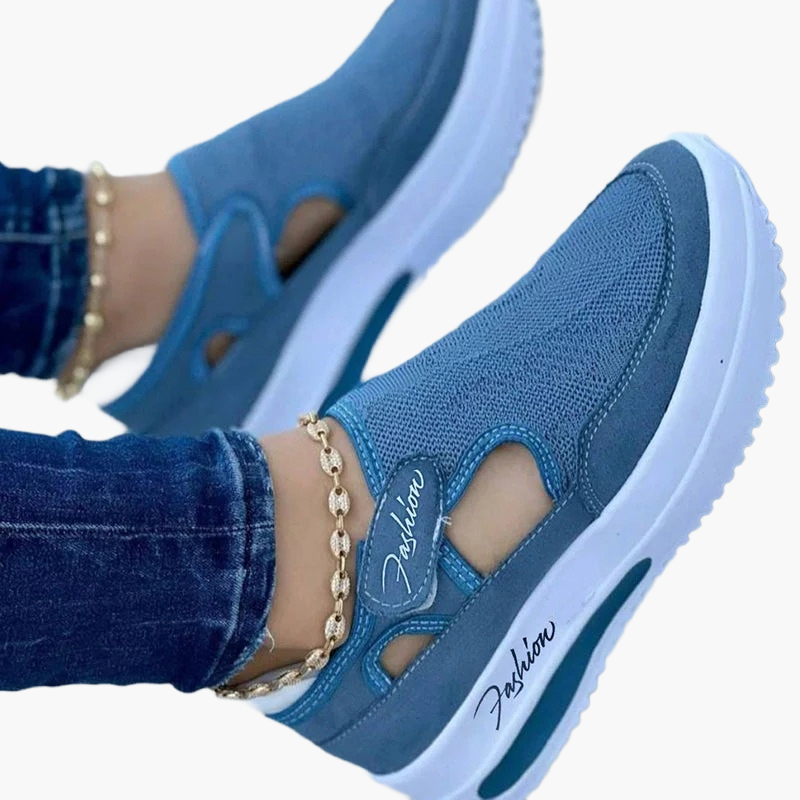 Dames comfortabele sneakers slip-on vrijetijdsschoenen met cut-outs en sleehak voor dagelijks gebruik en wandelingen