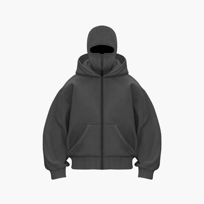 Unisex streetwear techwear hoodie med integreret ansigtsmaske – Urban stil til hverdag og udendørs