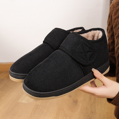 Herren Hausschuhe mit Knöchelriemen und Klettverschluss – Bequeme Vintage Pantoffeln für Zuhause