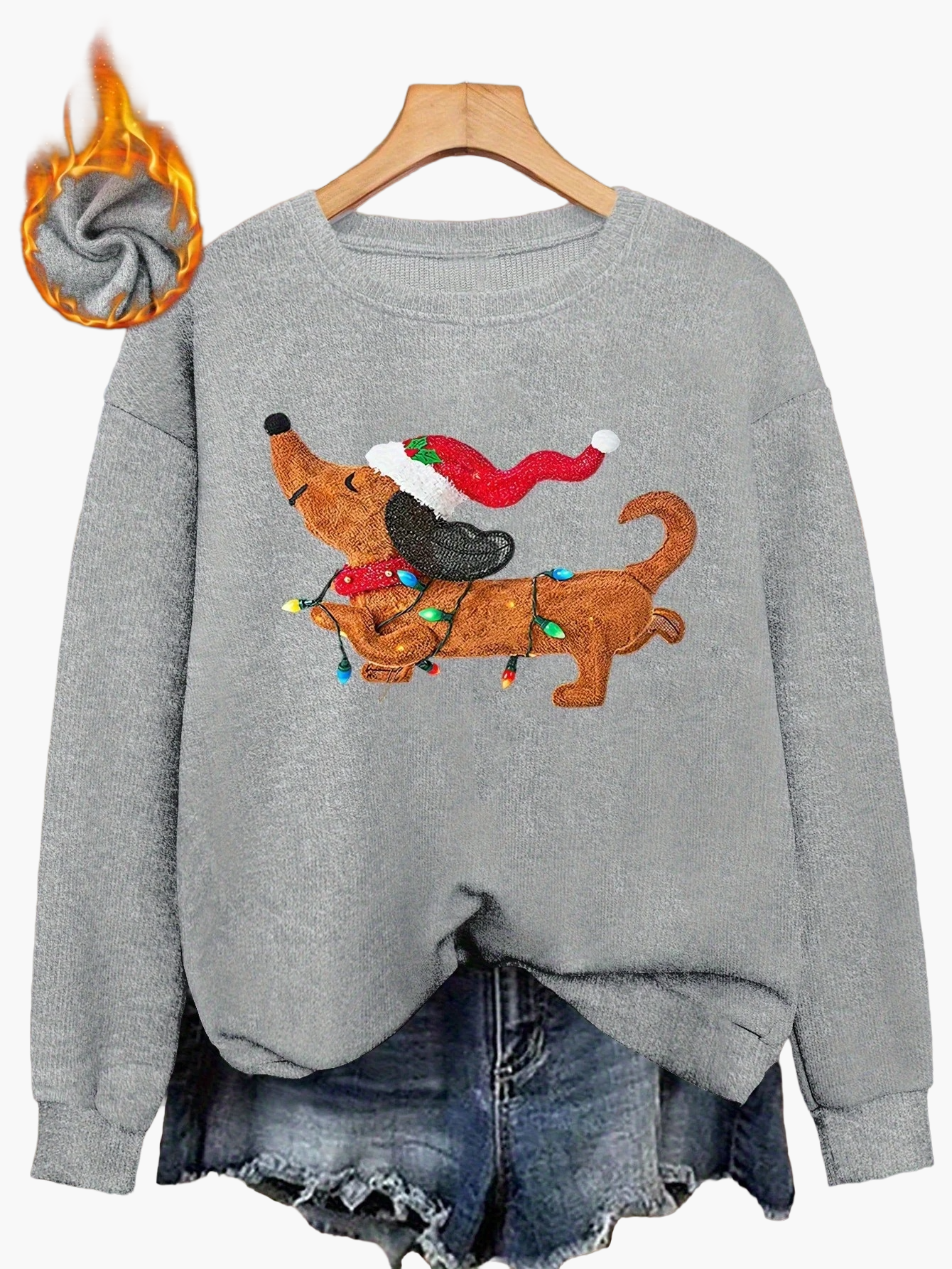 Damski świąteczny sweter z motywem psa – Zabawny casualowy sweter na święta