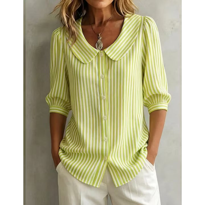 Gestreepte blouse voor dames met knopen