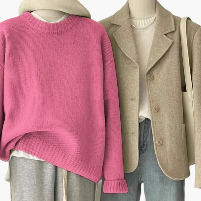 Dames Casual Set met Gebreide Trui en Blazer – Modieuze Vrijetijdslook voor Dagelijks Gebruik & Kantoor
