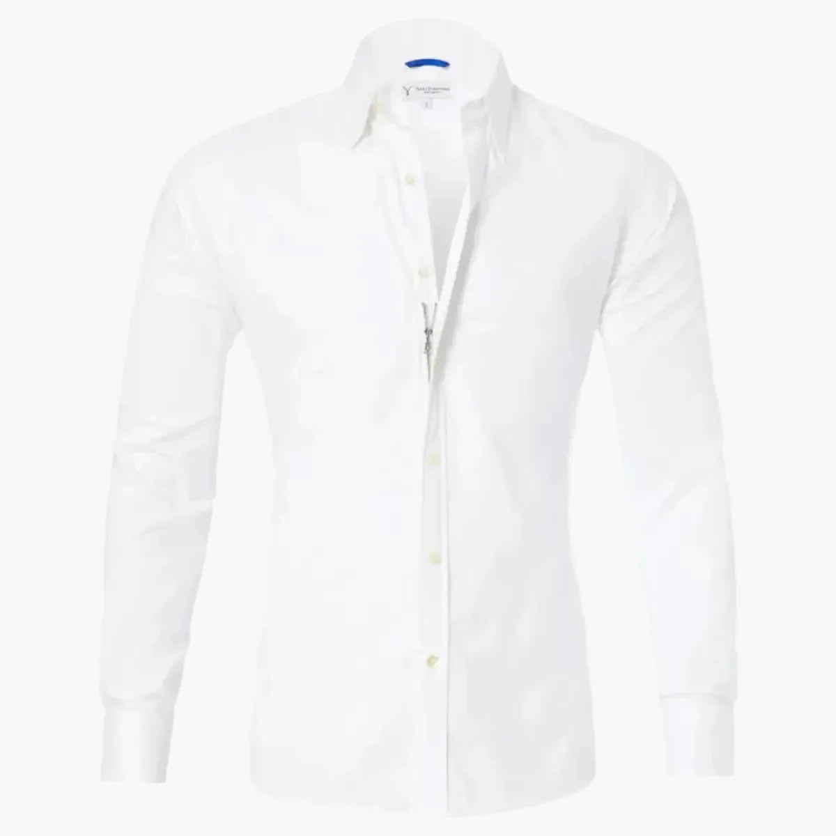 Herre zip-fit skjorte modern slim – Skjult lynlås til business & fritid