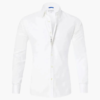 Herre zip-fit skjorte modern slim – Skjult lynlås til business & fritid