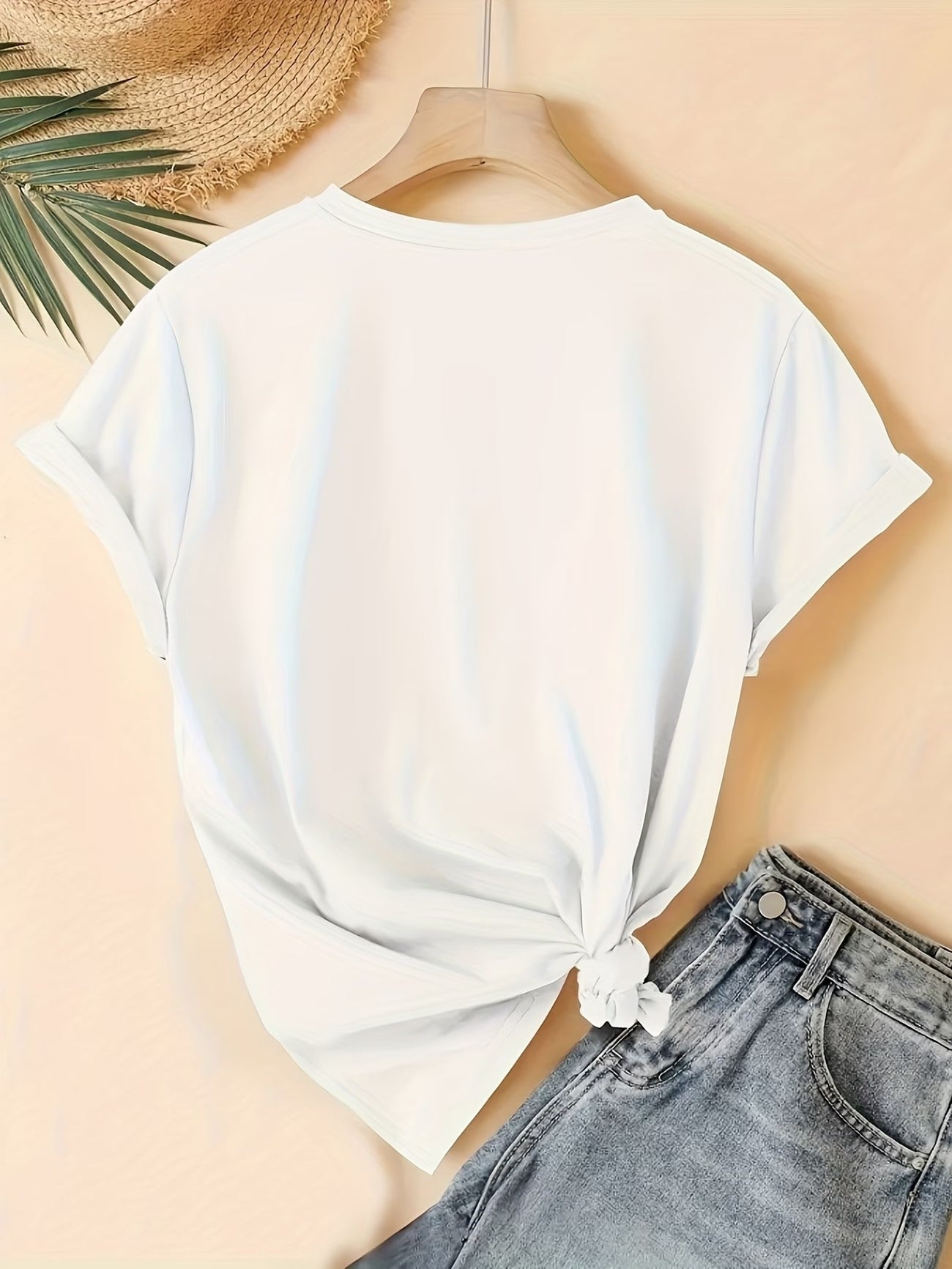 Dames T-shirt met hartprint en moderne vrijetijdslook – Perfect voor vakantie & dagelijks gebruik