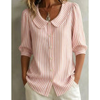 Gestreepte blouse voor dames met knopen