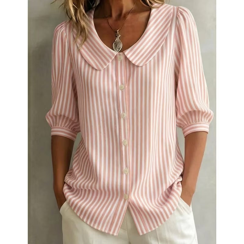 Gestreepte blouse voor dames met knopen