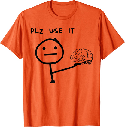 Herr T-shirt med roligt meme-tryck – "PLZ USE IT" – Casual streetwear för vardag och fritid