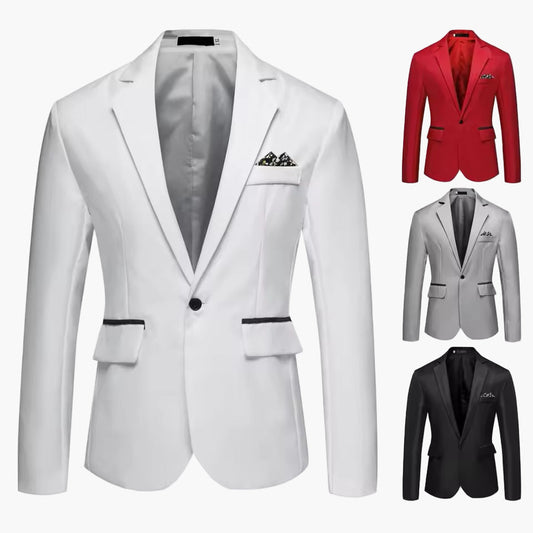 Blazer moderno de un botón para hombre para negocios y ocasiones festivas – Blazer slim fit