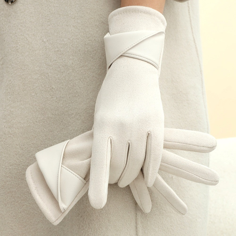Damen Handschuhe Braun mit Manschetten-Design Elegante Winter-Accessoires