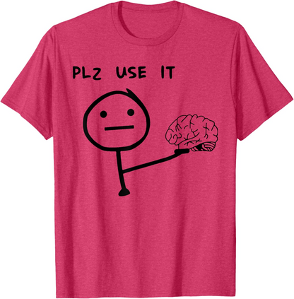 Herr T-shirt med roligt meme-tryck – "PLZ USE IT" – Casual streetwear för vardag och fritid