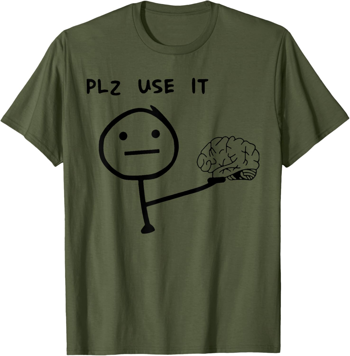 Herr T-shirt med roligt meme-tryck – "PLZ USE IT" – Casual streetwear för vardag och fritid