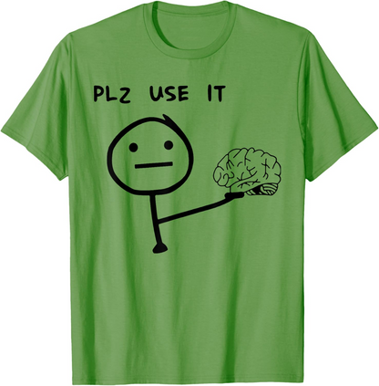 Herr T-shirt med roligt meme-tryck – "PLZ USE IT" – Casual streetwear för vardag och fritid