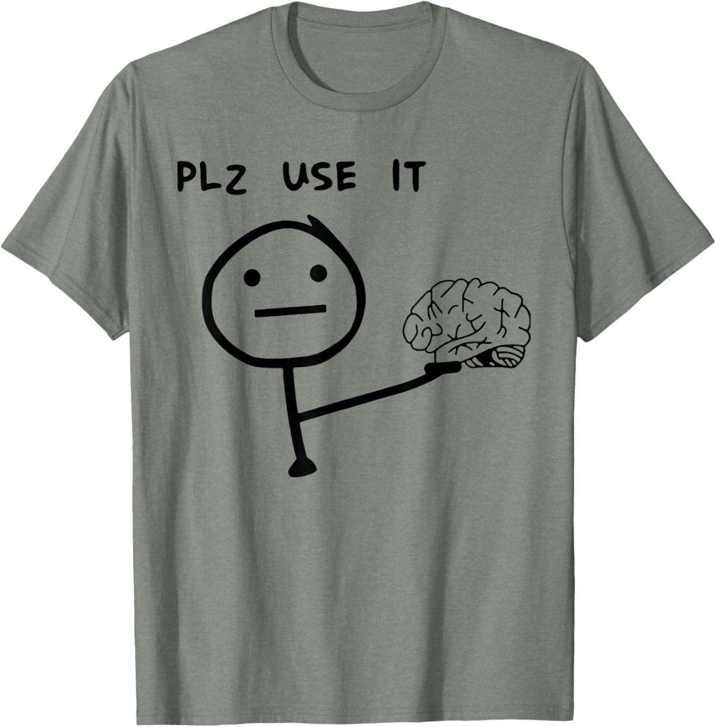 Herr T-shirt med roligt meme-tryck – "PLZ USE IT" – Casual streetwear för vardag och fritid