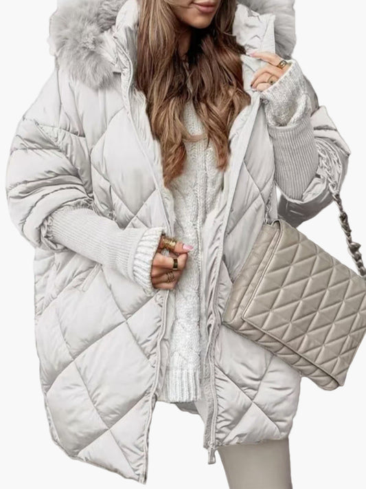 Dames gewatteerd jack met capuchon en modieuze oversized pasvorm – Perfect voor de winter en stijlvolle dagelijkse looks