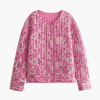 Doudoune femme style vintage floral – Veste de mi-saison tendance pour le quotidien et les loisirs