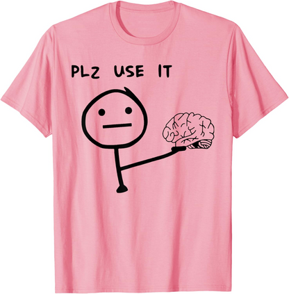 Herr T-shirt med roligt meme-tryck – "PLZ USE IT" – Casual streetwear för vardag och fritid