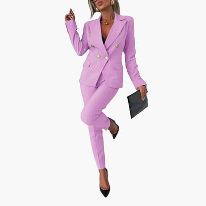 Dame business dress todelt med innsvinget snitt – Elegant buksedress for kontor og arrangementer
