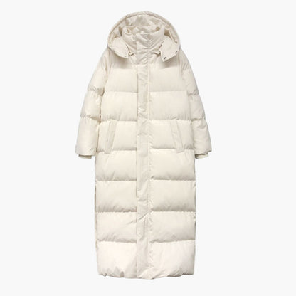 Cappotto lungo trapuntato invernale da donna con cappuccio – Parka outdoor alla moda per giornate fredde