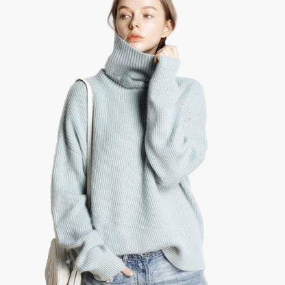 Damen Rollkragenpullover Oversized – Modischer Winter Strickpullover für Alltag & Freizeit