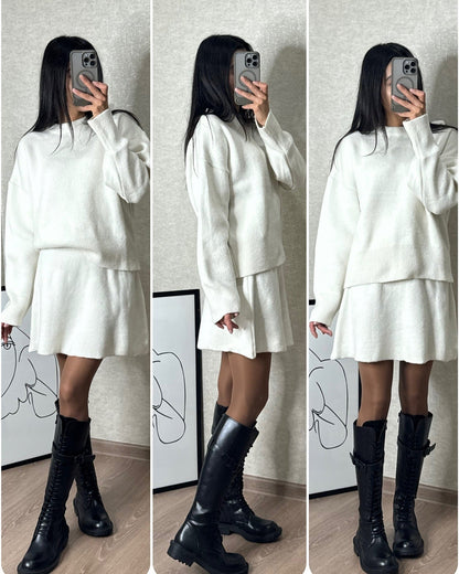 Damen Strickset Zweiteiler – Elegantes Herbst-Winter Outfit für Alltag & Freizeit