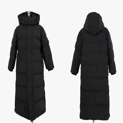 Cappotto lungo trapuntato invernale da donna con cappuccio – Parka outdoor alla moda per giornate fredde