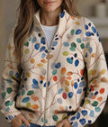 Imogene | Vest voor dames met botanische bladerprint en rits