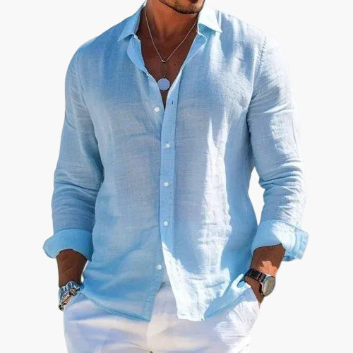 Camicia casual da uomo con colletto revers – Maglia elegante a maniche lunghe per tutti i giorni e vacanze