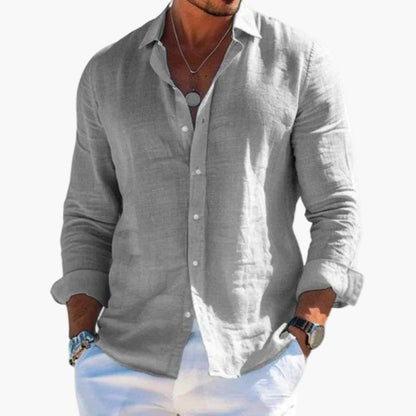 Camicia casual da uomo con colletto revers – Maglia elegante a maniche lunghe per tutti i giorni e vacanze