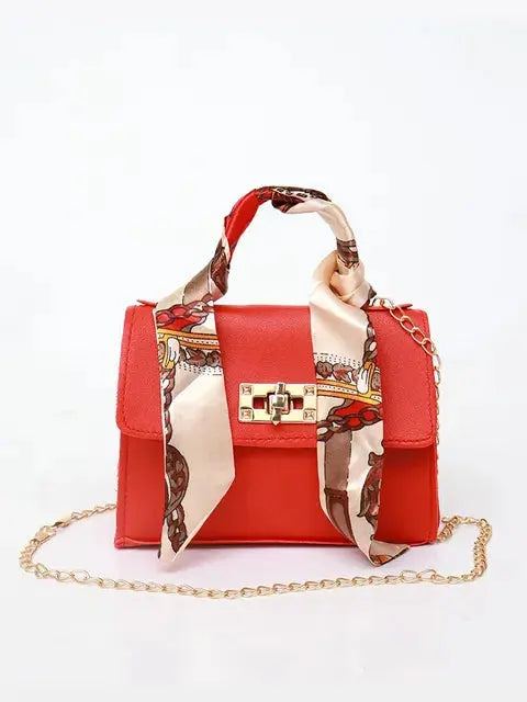 Borsa da donna con manico a sciarpa e tracolla a catena – Elegante borsa a spalla per tutti i giorni e eventi