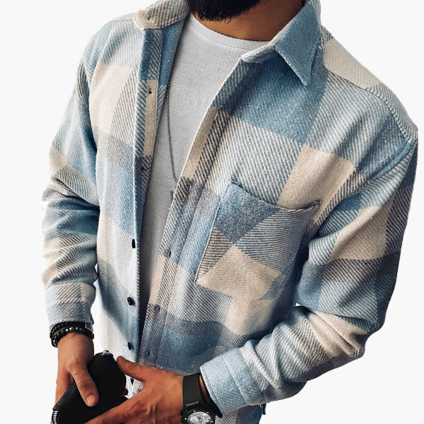Heren vrijetijdshemdjas in geruite overshirt-stijl – Modern casual overhemd voor dagelijks gebruik en vrije tijd