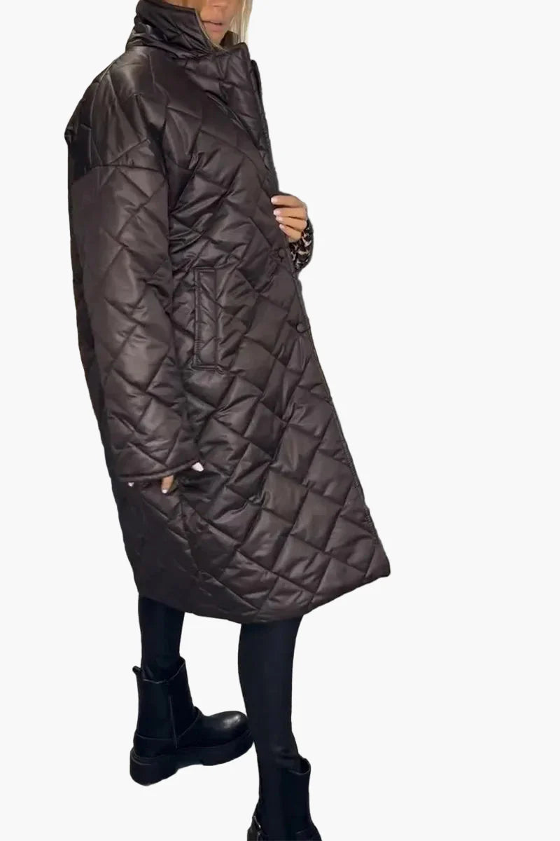 Damen Steppmantel Winter Wende-Design mit Leopardenmuster – Stilvoller Alltagsmantel