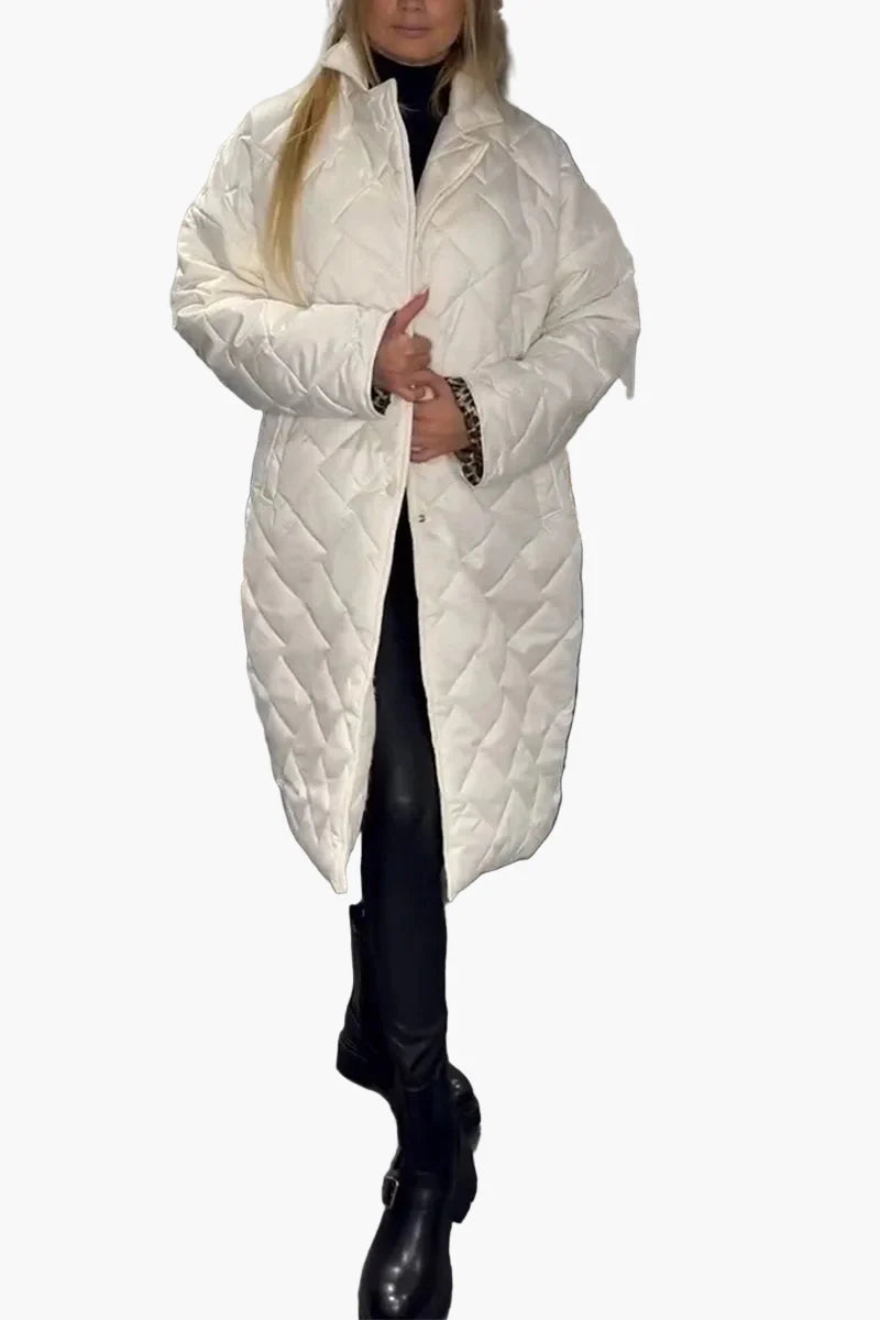 Damen Steppmantel Winter Wende-Design mit Leopardenmuster – Stilvoller Alltagsmantel