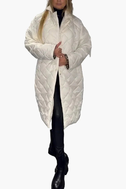 Damen Steppmantel Winter Wende-Design mit Leopardenmuster – Stilvoller Alltagsmantel