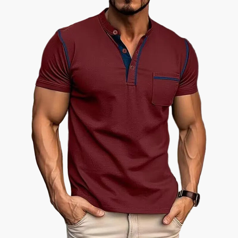 Heren modern vrijetijds Henley T-shirt met knoopsluiting – korte mouw, stijlvol voor dagelijks gebruik & vrije tijd