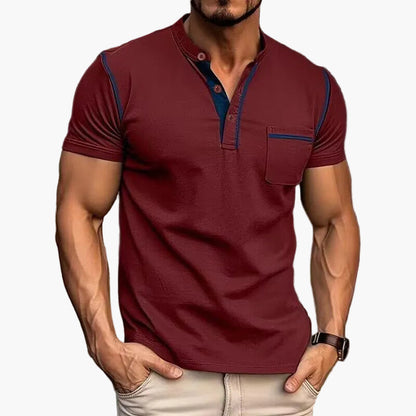 Heren modern vrijetijds Henley T-shirt met knoopsluiting – korte mouw, stijlvol voor dagelijks gebruik & vrije tijd