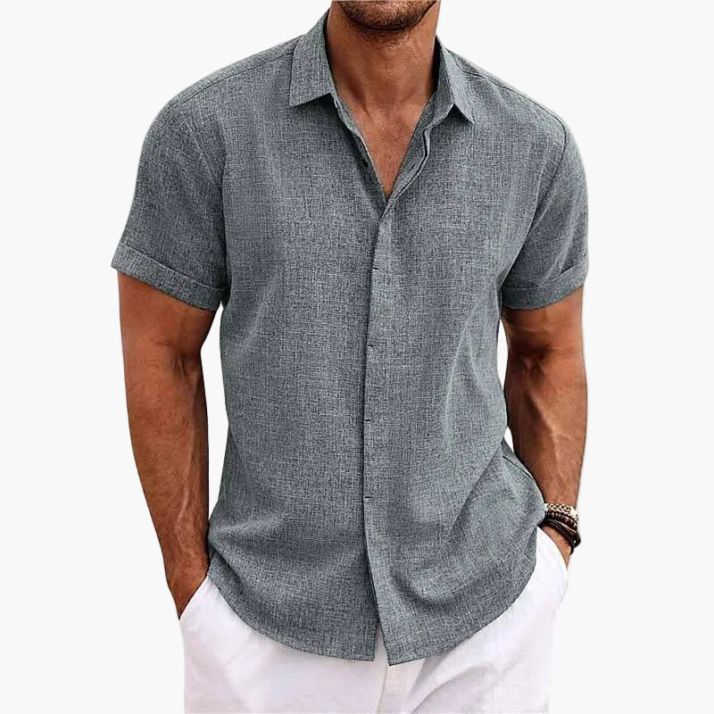 Camisa casual de hombre de manga corta con cuello de solapa – Camisa moderna de verano para el día a día y vacaciones