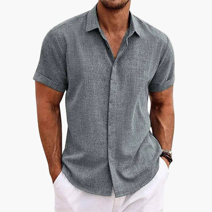 Camisa casual de hombre de manga corta con cuello de solapa – Camisa moderna de verano para el día a día y vacaciones