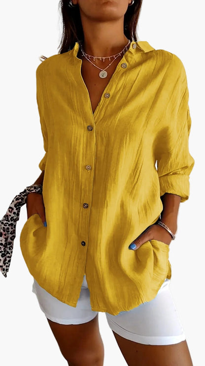 Camicia da donna manica lunga con bottoni – Outfit moderno casual e da ufficio