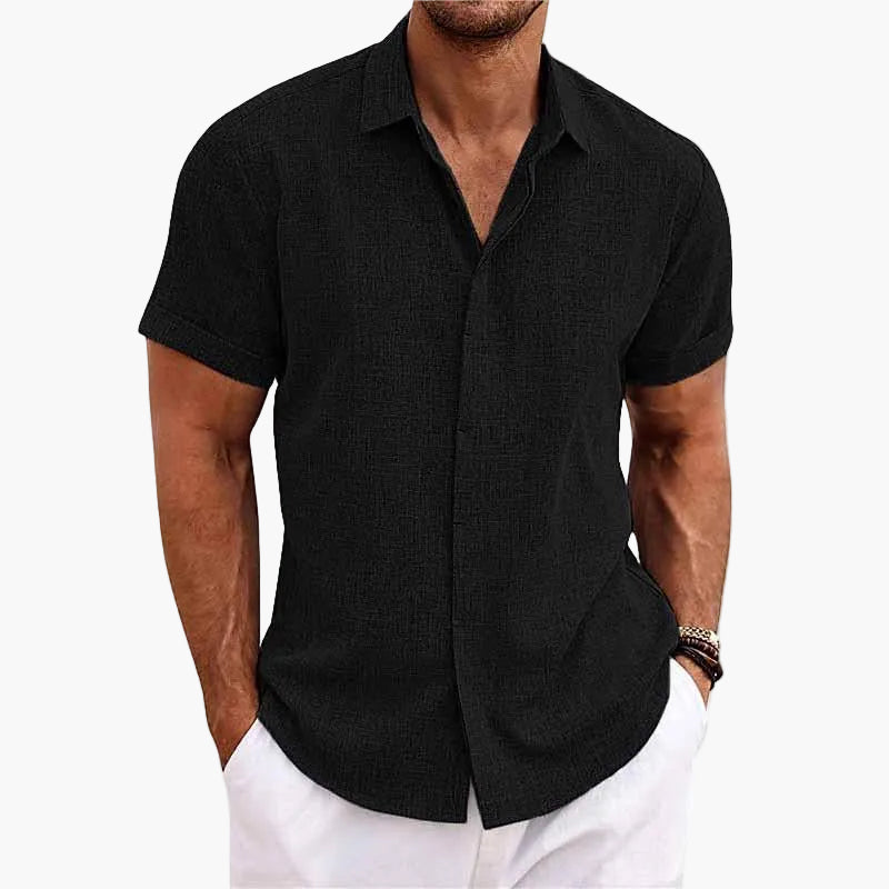 Camisa casual de hombre de manga corta con cuello de solapa – Camisa moderna de verano para el día a día y vacaciones